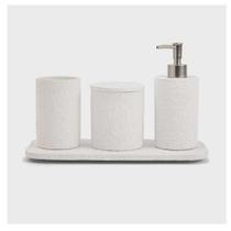 Kit para Banheiro em Cimento 4 Peças Branco - Mart