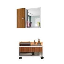 Kit Para Banheiro Espelheira Genova E Gabinete Prisma - JM3