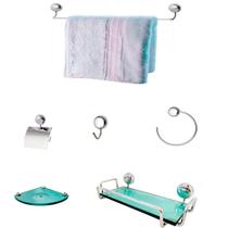 Kit Para Banheiro Gana Vidro Modelado Verde Kit Para Banheiro Gana Vidro Modelado Verde