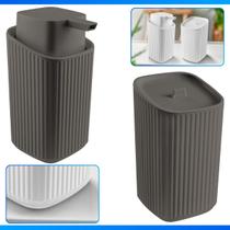 Kit Para Banheiro Jogo Dispenser Sabonete Liquido Porta Algodão Lavabo