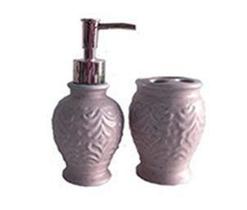 Kit para Banheiro Lavabo Arabescos em Cerâmica 2 Pçs Rosa Kit para Banheiro Lavabo Arabescos em Cerâmica 2 Pçs Rosa