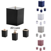 Kit Para Banheiro Lavabo Combo Com Lixeira 5 Litros Luxo - Paramount
