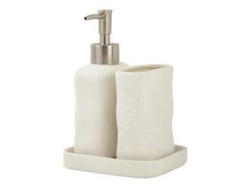 Kit Para Banheiro Lavabo Dispenser Porta Escova E Bandeja De Luxo Em Cerâmica Kit Para Banheiro Lavabo Dispenser Porta Escova E Bandeja De Luxo Em Cerâmica