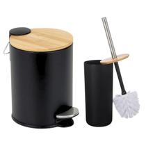 Kit Para Banheiro Lixeira Cesto De Lixo 3L e Escova Sanitária Vassoura Limpar Vaso Privada