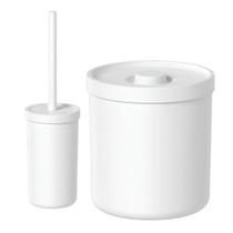 Kit Para Banheiro Lixeira Cesto De Lixo 6L e Escova Sanitária Vassoura Limpar Vaso Privada Ou Bold