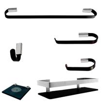 Kit Para Banheiro Luxo Califórnia Vidro Fumê Kit Para Banheiro Luxo Califórnia Vidro Fumê
