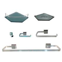Kit Para Banheiro Luxo de Alumínio 2 Sextavado em Vidro Kit Para Banheiro Luxo de Alumínio 2 Sextavado em Vidro