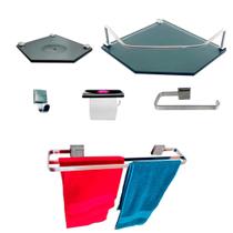 Kit Para Banheiro Luxo Premium Alumínio Sextavado Vidro Fumê Kit Para Banheiro Luxo Premium Alumínio Sextavado Vidro Fumê