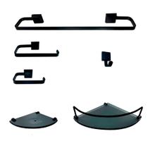 Kit Para Banheiro Luxo Preto 2 Modelado em Vidro fumê Kit Para Banheiro Luxo Preto 2 Modelado em Vidro fumê