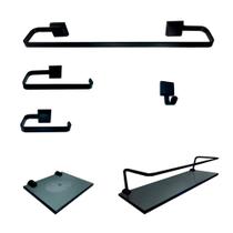 Kit Para Banheiro Luxo Preto 2 Vidro Fumê Kit Para Banheiro Luxo Preto 2 Vidro Fumê