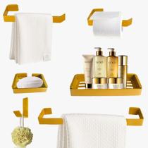 Kit Para Banheiro Luxo Quasar Dourado 6 Peças