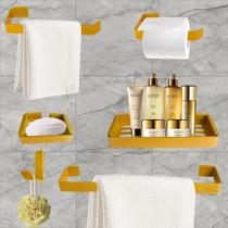 Kit Para Banheiro Luxo Quasar Dourado 6 Peças