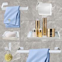 Kit Para Banheiro Luxo Quasar Gelo 6 Peças Kit Para Banheiro Luxo Quasar Gelo 6 Peças