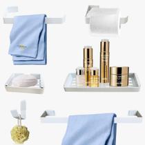 Kit Para Banheiro Luxo Quasar Gelo 6 Peças