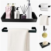 Kit Para Banheiro Luxo Quasar Preto 6 Peças Kit Para Banheiro Luxo Quasar Preto 6 Peças