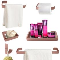 Kit Para Banheiro Luxo Quasar Rose 6 Peças