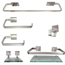 Kit Para Banheiro Luxo Tulip Prata 6 Peças