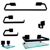 Kit Para Banheiro Luxo Tulip Preto 6 Peças