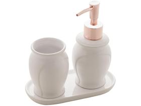 Kit para Banheiro Lyor Casa Limpa Paris - Branco e Rosé 3 Peças