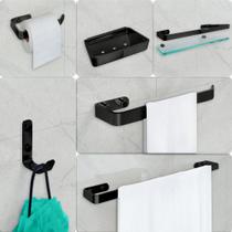 Kit Para Banheiro Marin Preto 6 Peças Incolor Kit Para Banheiro Marin Preto 6 Peças Incolor