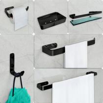 Kit Para Banheiro Marin Preto 6 Peças Verde Kit Para Banheiro Marin Preto 6 Peças Verde