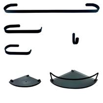 Kit Para Banheiro Ônix 3 Modelado Preto Vidro Fumê Kit Para Banheiro Ônix 3 Modelado Preto Vidro Fumê