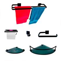Kit Para Banheiro Petúnia Preto Vidro Fumê