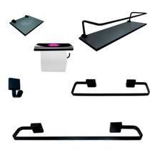 Kit Para Banheiro Platinum Luxo Premium Preto Vidro Fumê Kit Para Banheiro Platinum Luxo Premium Preto Vidro Fumê