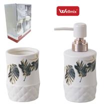 Kit para banheiro porcelana redondo natureza com 2 pcs 230ml