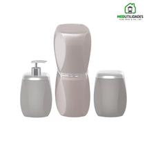 Kit Para Banheiro Porta Escovas, Sabonete Liquido e Cotonete - MicroMax
