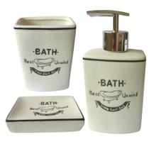 Kit para Banheiro Porta Sabonetes e Escovas Porcelana Bath