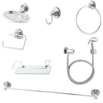 Kit Para Banheiro + Porta Shampoo Reto + Ducha Higiênica