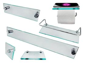 Kit para banheiro premium em vidro incolor - uni vendas