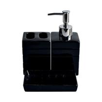 Kit Para Banheiro Preto 3 Peças Saboneteira Porta Sabonete Liquido Acessórios de Casa Kit Para Banheiro Preto 3 Peças Saboneteira Porta Sabonete Liquido Acessórios de Casa