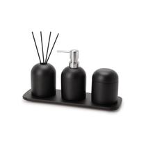 Kit para banheiro preto em cimento - 4 pcs mart