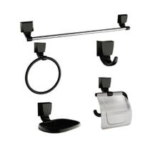 Kit para Banheiro Quadra Preto 5 peças Lorenzetti 2000 F24 PR