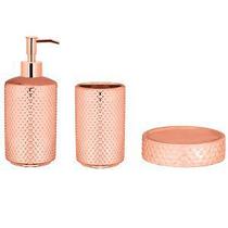 Kit para banheiro rose gold em ceramica - 3 pcs