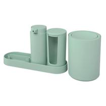 Kit Para Banheiro Serene Verde Jade 4 Peças - Coza Kit Para Banheiro Serene Verde Jade 4 Peças - Coza