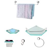 Kit Para Banheiro Síria Vidro Sextavado Incolor