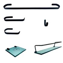 Kit para Banheiro Tendência Preto 6 Peças Verde