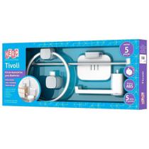 Kit para Banheiro Tivoli 5041 5 Peças Branco com Cromado - Herc Kit para Banheiro Tivoli 5041 5 Peças Branco com Cromado - Herc
