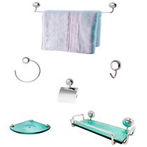 Kit Para Banheiro Topázio 16 'vidro Verde' (6 Peças)
