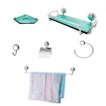 Kit Para Banheiro Topázio 4 'vidro Verde' (6 Peças) Kit Para Banheiro Topázio 4 'vidro Verde' (6 Peças)