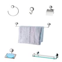 Kit Para Banheiro Topázio Alumínio Vidro Incolor Kit Para Banheiro Topázio Alumínio Vidro Incolor