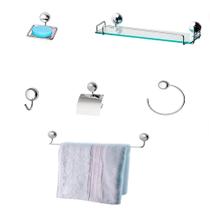 Kit Para Banheiro Topázio Alumínio Vidro Incolor