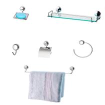 Kit Para Banheiro Topázio Alumínio Vidro Incolor