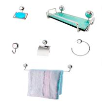 Kit Para Banheiro Topázio Alumínio Vidro Verde