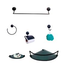 Kit Para Banheiro Topázio Luxo Preto Vidro Modelado Fumê Kit Para Banheiro Topázio Luxo Preto Vidro Modelado Fumê