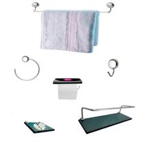 Kit Para Banheiro Topázio Luxo Vidro Fumê Kit Para Banheiro Topázio Luxo Vidro Fumê