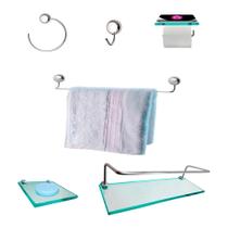 Kit Para Banheiro Topázio Luxo Vidro Incolor